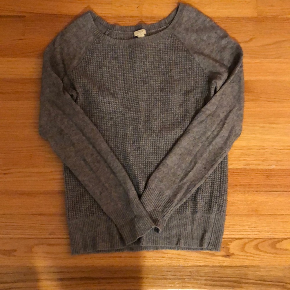 J Crew Grey Waffle Sweater.